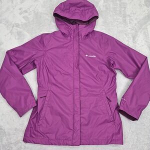 Columbia Omni-Tech Purple Waterproof Rain Jacket Womens Small RL2436 Hooded